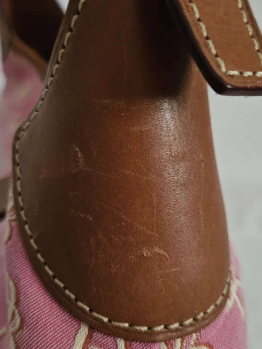 Vintage Dooney & Bourke Pink DB Monogram Hobo Bag with Duck Charm